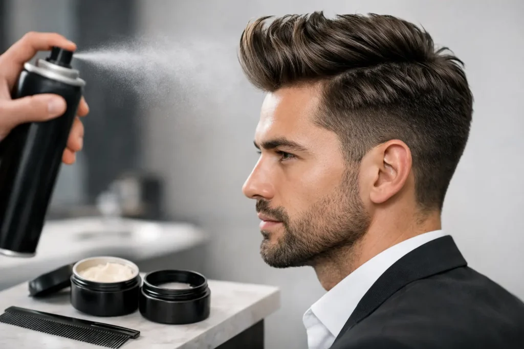 Fijación y volumen en el peinado hombre