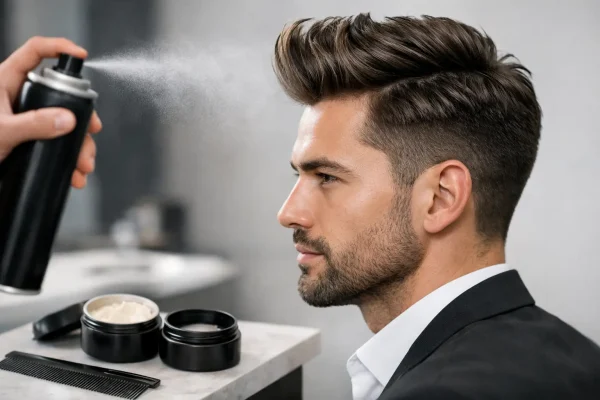 Fijación y volumen en el peinado hombre